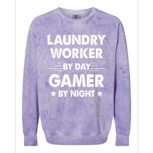 Laundry Worker By Day Gamer By Night Cute Gift Colorblast Crewneck Sweatshirt