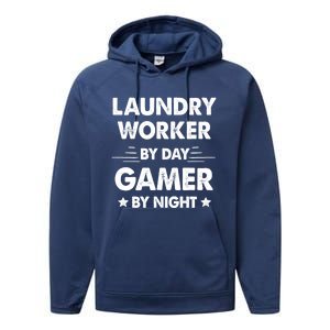 Laundry Worker By Day Gamer By Night Cute Gift Performance Fleece Hoodie