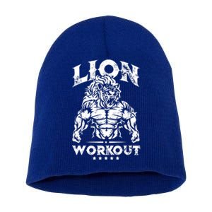 Lion Workout Beast Muscles Motivation Fitness Gym Quote Gift Short Acrylic Beanie