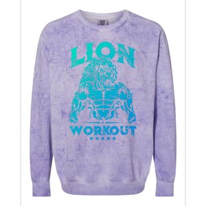 Lion Workout Beast Muscles Motivation Fitness Gym Quote Gift Colorblast Crewneck Sweatshirt