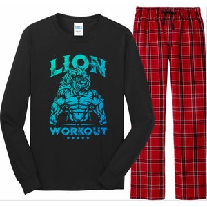 Lion Workout Beast Muscles Motivation Fitness Gym Quote Gift Long Sleeve Pajama Set