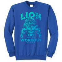 Lion Workout Beast Muscles Motivation Fitness Gym Quote Gift Tall Sweatshirt