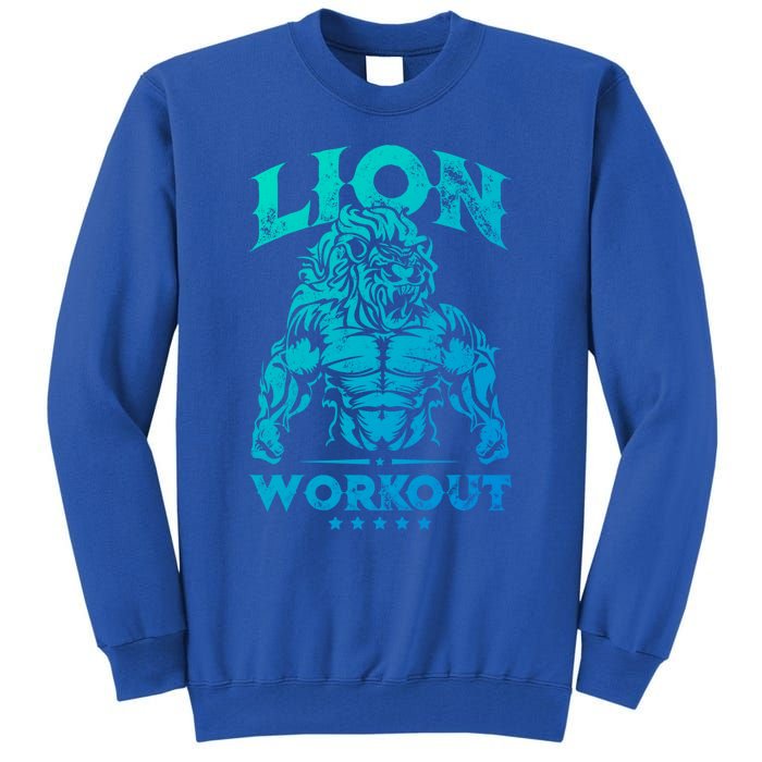 Lion Workout Beast Muscles Motivation Fitness Gym Quote Gift Tall Sweatshirt