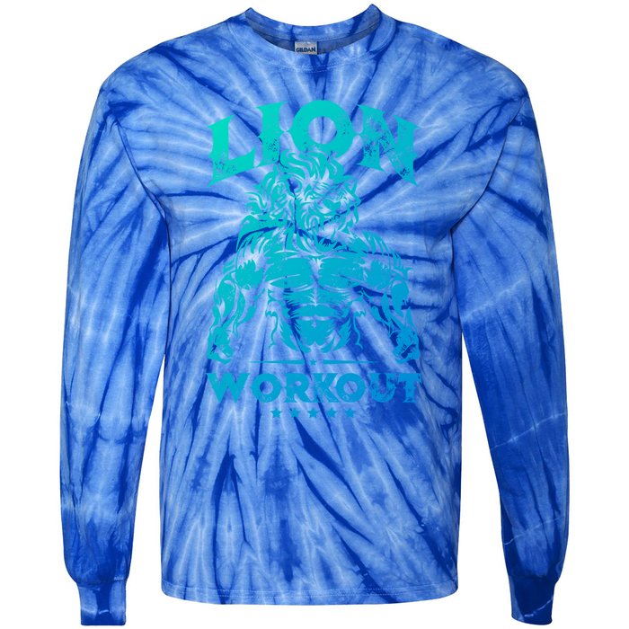 Lion Workout Beast Muscles Motivation Fitness Gym Quote Gift Tie-Dye Long Sleeve Shirt