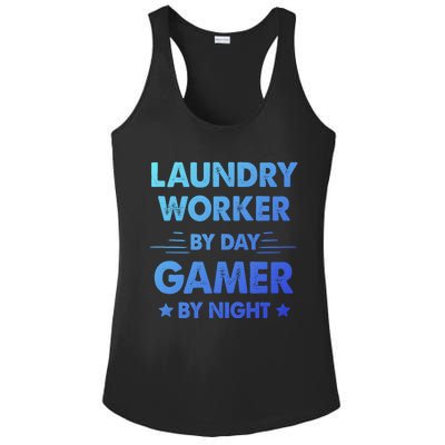 Laundry Worker By Day Gamer By Night Cute Gift Ladies PosiCharge Competitor Racerback Tank