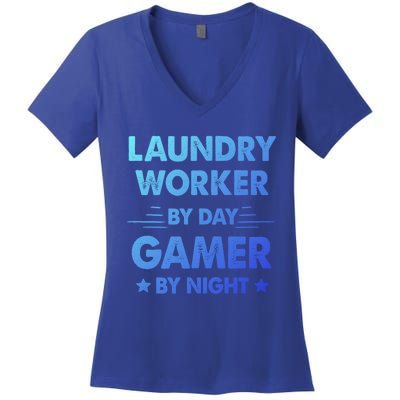 Laundry Worker By Day Gamer By Night Cute Gift Women's V-Neck T-Shirt