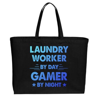 Laundry Worker By Day Gamer By Night Cute Gift Cotton Canvas Jumbo Tote