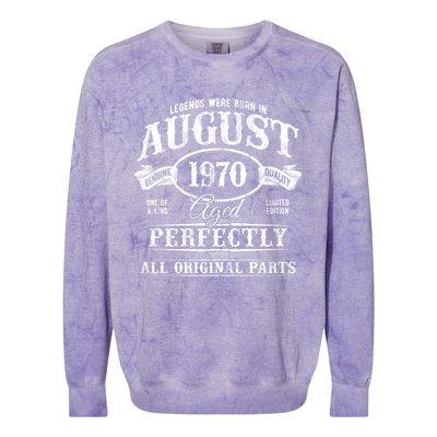 Legends Were Born In August 1970 Vintage Birthday Meaningful Gift Colorblast Crewneck Sweatshirt