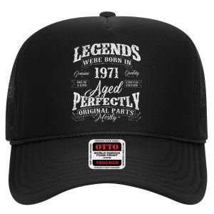 Legends Were Born In 1971 Year Of Birth Birthday High Crown Mesh Back Trucker Hat