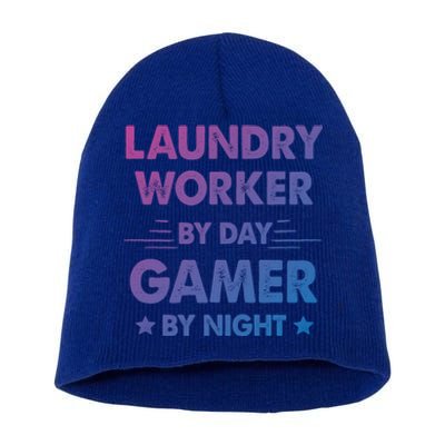 Laundry Worker By Day Gamer By Night Cute Gift Short Acrylic Beanie