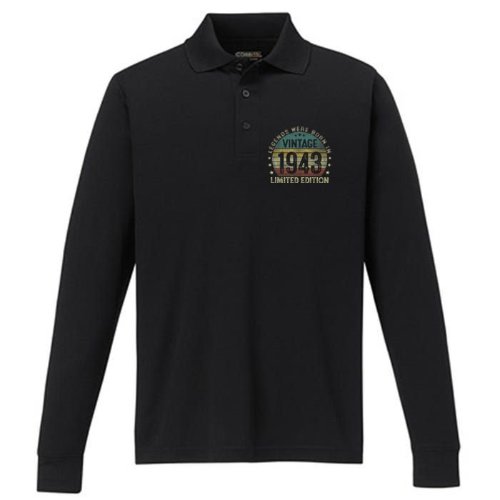 Legends Were Born In 1943 80 Year Old Gifts 80th Birthday Performance Long Sleeve Polo