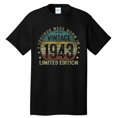 Legends Were Born In 1943 80 Year Old Gifts 80th Birthday Tall T-Shirt