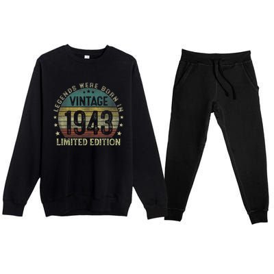 Legends Were Born In 1943 80 Year Old Gifts 80th Birthday Premium Crewneck Sweatsuit Set