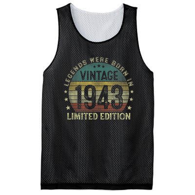 Legends Were Born In 1943 80 Year Old Gifts 80th Birthday Mesh Reversible Basketball Jersey Tank