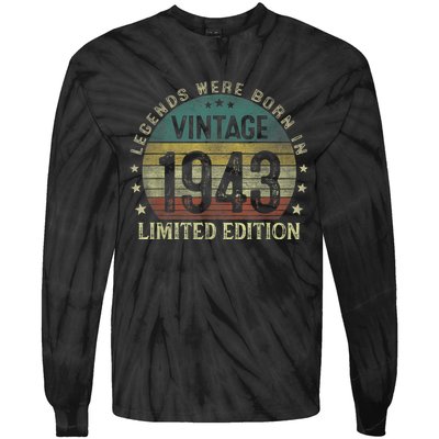 Legends Were Born In 1943 80 Year Old Gifts 80th Birthday Tie-Dye Long Sleeve Shirt