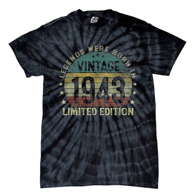 Legends Were Born In 1943 80 Year Old Gifts 80th Birthday Tie-Dye T-Shirt