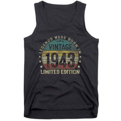 Legends Were Born In 1943 80 Year Old Gifts 80th Birthday Tank Top