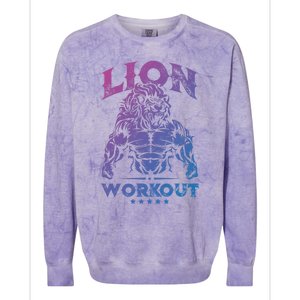 Lion Workout Beast Muscles Motivation Fitness Gym Quote Gift Colorblast Crewneck Sweatshirt