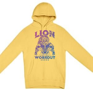 Lion Workout Beast Muscles Motivation Fitness Gym Quote Gift Premium Pullover Hoodie