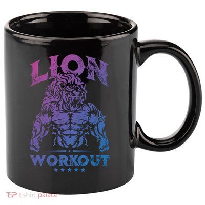 Lion Workout Beast Muscles Motivation Fitness Gym Quote Gift 11oz C Handle Ceramic Mug