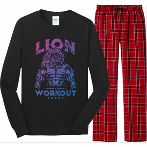 Lion Workout Beast Muscles Motivation Fitness Gym Quote Gift Long Sleeve Pajama Set