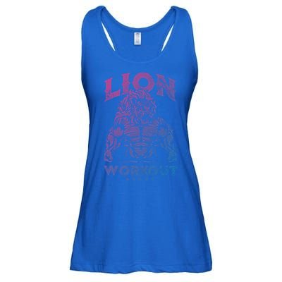Lion Workout Beast Muscles Motivation Fitness Gym Quote Gift Ladies Essential Flowy Tank
