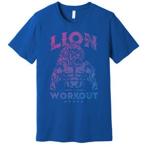 Lion Workout Beast Muscles Motivation Fitness Gym Quote Gift Premium T-Shirt