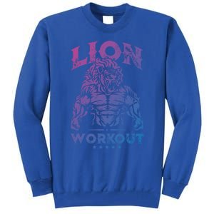 Lion Workout Beast Muscles Motivation Fitness Gym Quote Gift Tall Sweatshirt