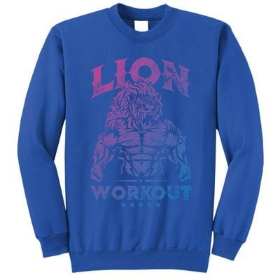 Lion Workout Beast Muscles Motivation Fitness Gym Quote Gift Tall Sweatshirt