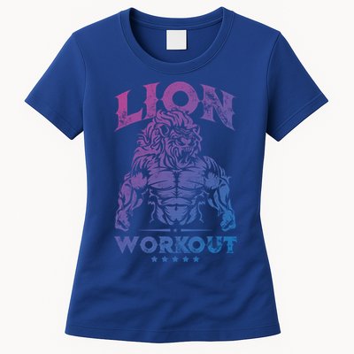 Lion Workout Beast Muscles Motivation Fitness Gym Quote Gift Womens T-Shirt