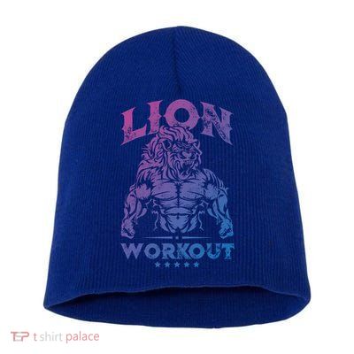 Lion Workout Beast Muscles Motivation Fitness Gym Quote Gift Short Acrylic Beanie