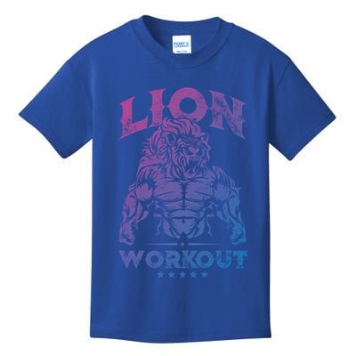 Lion Workout Beast Muscles Motivation Fitness Gym Quote Gift Kids T-Shirt