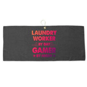 Laundry Worker By Day Gamer By Night Cute Gift Large Microfiber Waffle Golf Towel