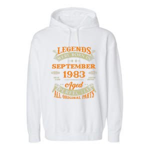 Legends Were Born In September 1983 40th Birthday Gift Garment-Dyed Fleece Hoodie