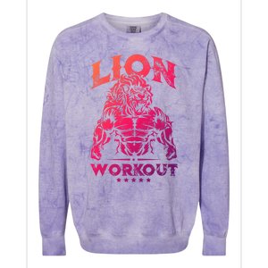 Lion Workout Beast Muscles Motivation Fitness Gym Quote Gift Colorblast Crewneck Sweatshirt