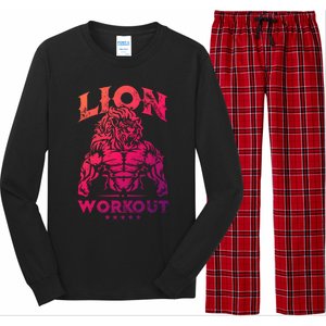 Lion Workout Beast Muscles Motivation Fitness Gym Quote Gift Long Sleeve Pajama Set