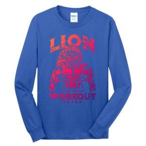 Lion Workout Beast Muscles Motivation Fitness Gym Quote Gift Tall Long Sleeve T-Shirt