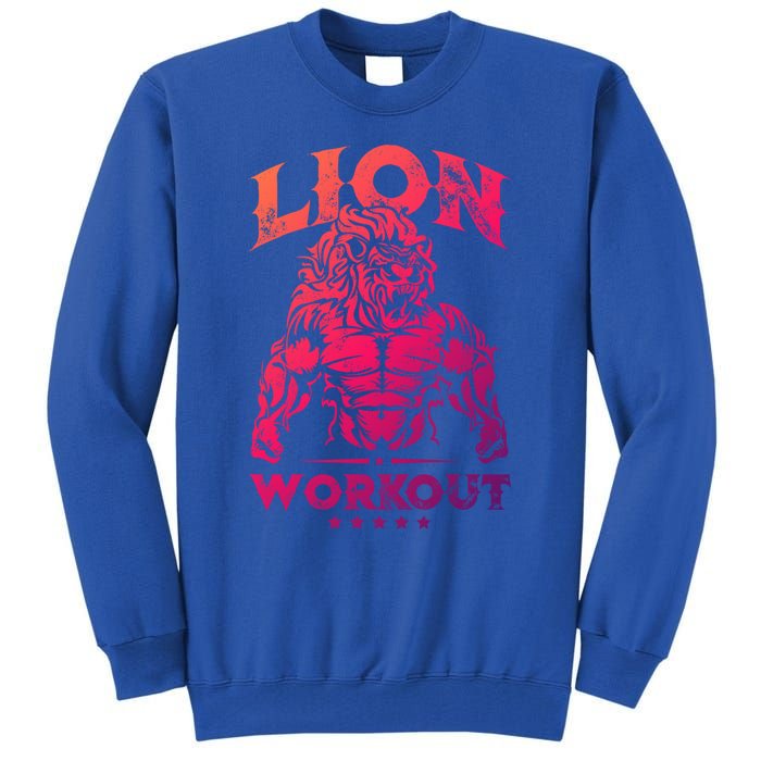 Lion Workout Beast Muscles Motivation Fitness Gym Quote Gift Tall Sweatshirt