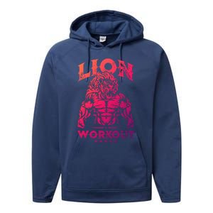 Lion Workout Beast Muscles Motivation Fitness Gym Quote Gift Performance Fleece Hoodie