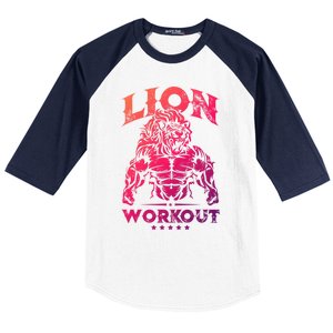 Lion Workout Beast Muscles Motivation Fitness Gym Quote Gift Baseball Sleeve Shirt