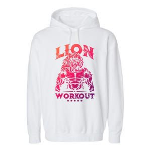 Lion Workout Beast Muscles Motivation Fitness Gym Quote Gift Garment-Dyed Fleece Hoodie