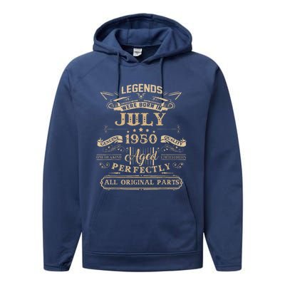 Legends Were Born In July 1950 73 Year Old Birthday Gifts Performance Fleece Hoodie