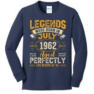 Legends Were Born In July 1962 61st Birthday Kids Long Sleeve Shirt