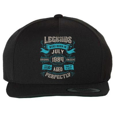 Legends Were Born In July 1984 Birthday Wool Snapback Cap