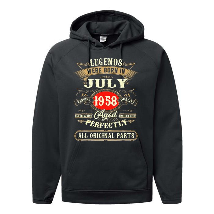 Legends Were Born In July 1958 65th Birthday Gifts Performance Fleece Hoodie