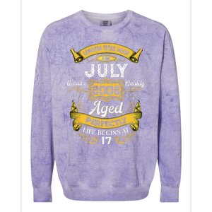 Legends Were Born In July 2006 17th Birthday Gift 17 Yrs Old Colorblast Crewneck Sweatshirt