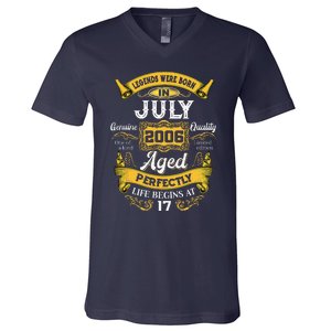 Legends Were Born In July 2006 17th Birthday Gift 17 Yrs Old V-Neck T-Shirt