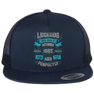 Legends Were Born In November 1965 Birthday Flat Bill Trucker Hat