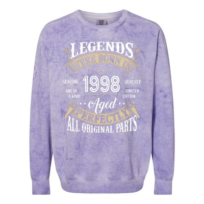 Legends Were Born In 1998 Aged Perfectly Birthday Colorblast Crewneck Sweatshirt