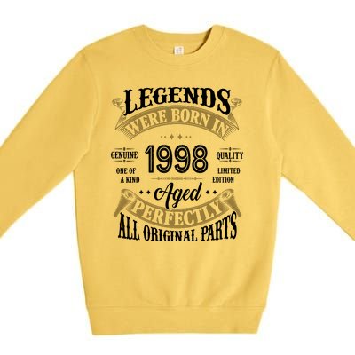 Legends Were Born In 1998 Aged Perfectly Birthday Premium Crewneck Sweatshirt